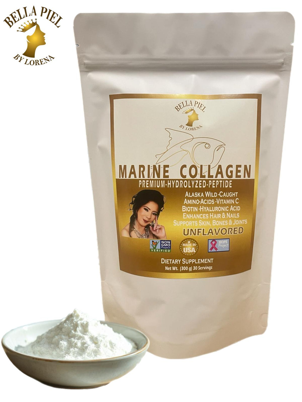 BP Marina Collagen  Hydrolyzed-Peptide with Vitamin C- Biotin-Hyaluronic Acid   300g