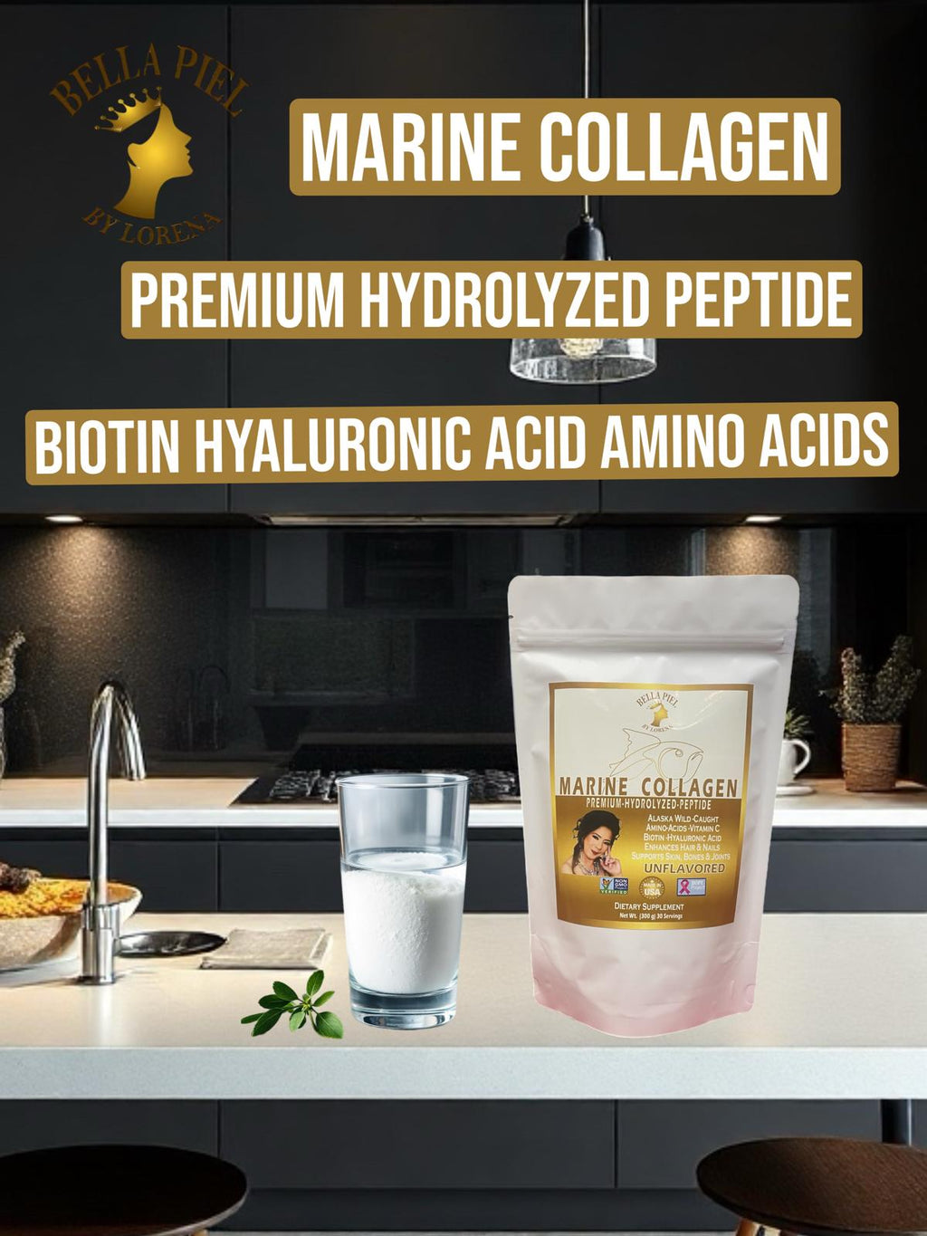 BP Marina Collagen  Hydrolyzed-Peptide with Vitamin C- Biotin-Hyaluronic Acid   300g
